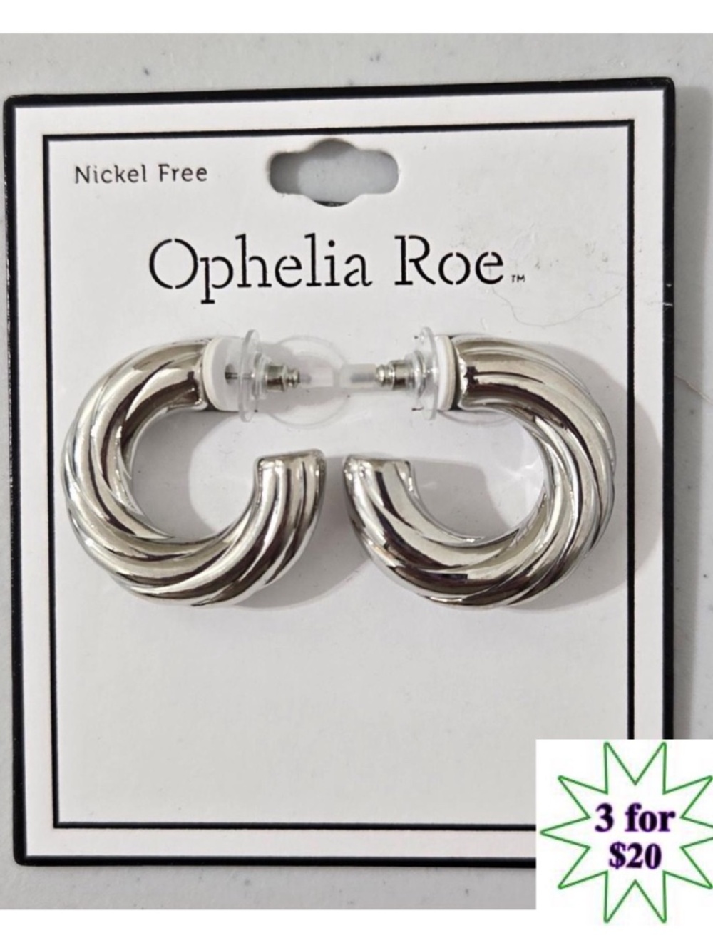 New Ophelia Roe Earrings Womens Fashion Jewelry Hoops Silver NWT